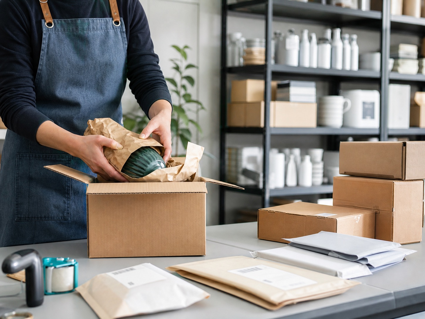 An order being carefully packed for shipment