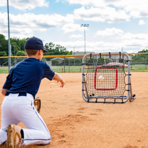 Baseball fielding rebounder practice